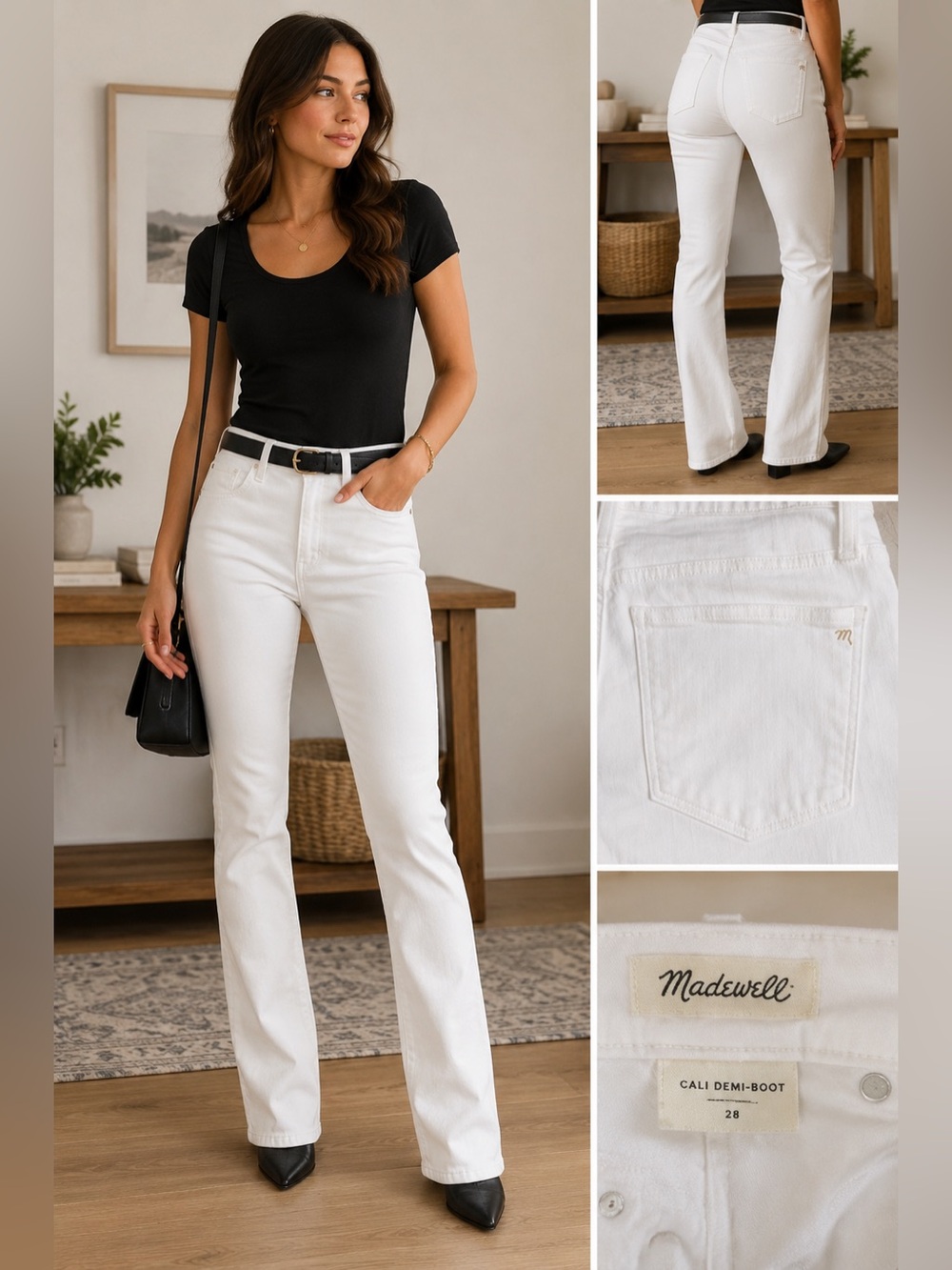 Madewell Cali Demi-Boot White Jeans Size 28